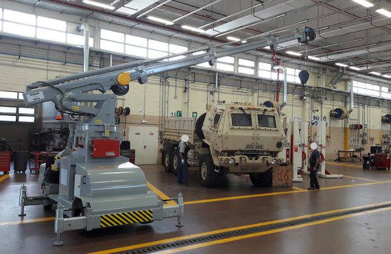 Cranes for the maintenance of their military vehicles